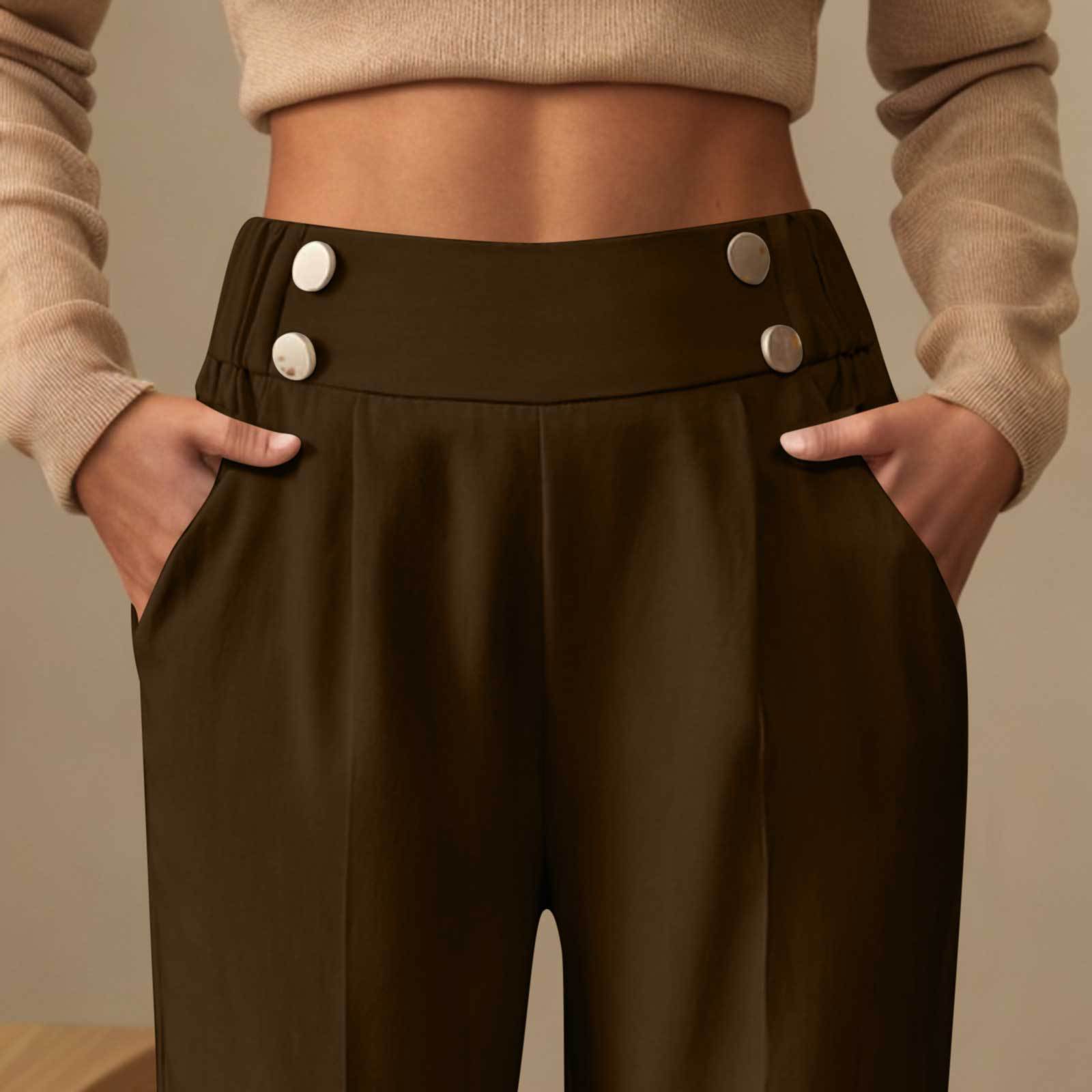 Pantalon décontracté drapé taille haute