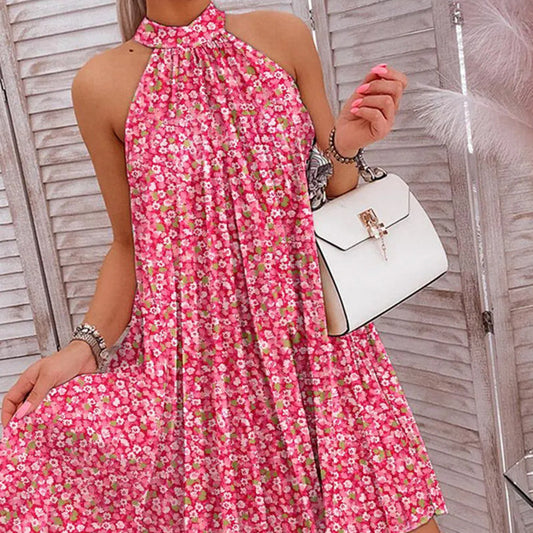Robe courte licou imprimée d'été - Chic&Shines