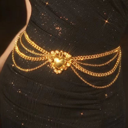 Chaîne de taille multicouche en or Love - Chic&Shines