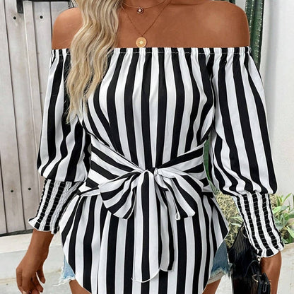 Chemisier à manches longues lanternes à épaules dénudées - Chic&Shines