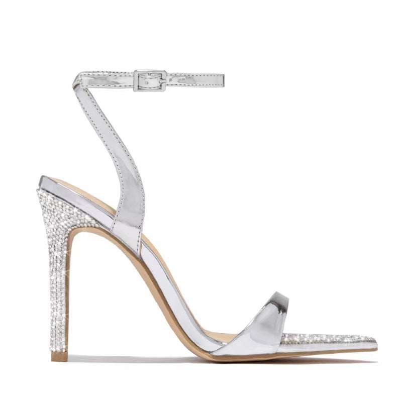 Escarpins à bout ouvert ornés de strass - Chic&Shines