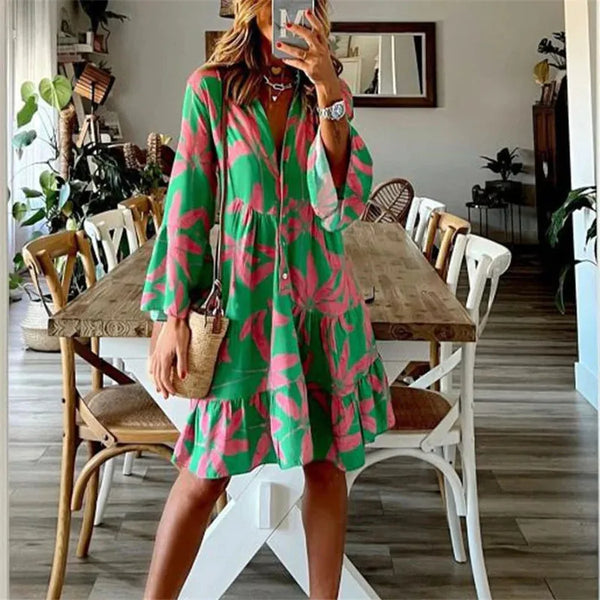 Vestido de cuello barco y manga larga