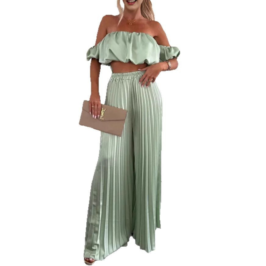 Ensemble haut tube et pantalon larges en satin