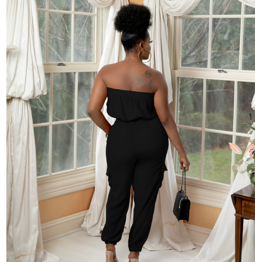 Ärmelloser, trägerloser Hosenoverall