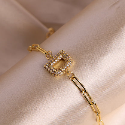 Bracelet clip en zircone pendentif lettre - Chic&Shines