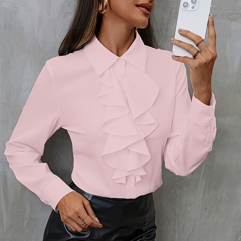 Chemise ample en mousseline à volants