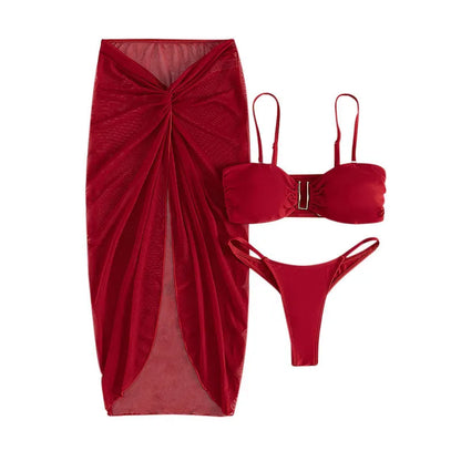 Maillot De Bain Bikini Et Sa Jupe Fendue - Chic&Shines