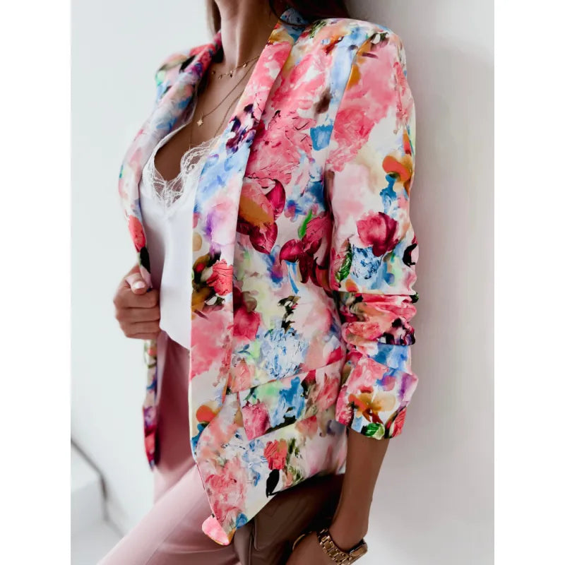 Blazer Tie Dye À Manches Longues Revers - Chic&Shines