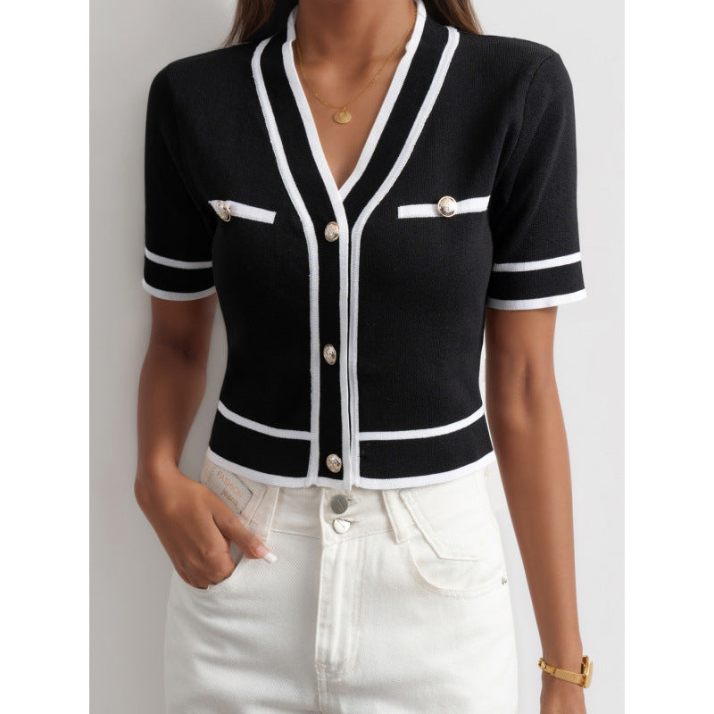 Chemisier col v manches courtes - Chic&Shines