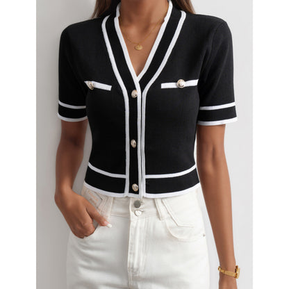 Chemisier col v manches courtes - Chic&Shines