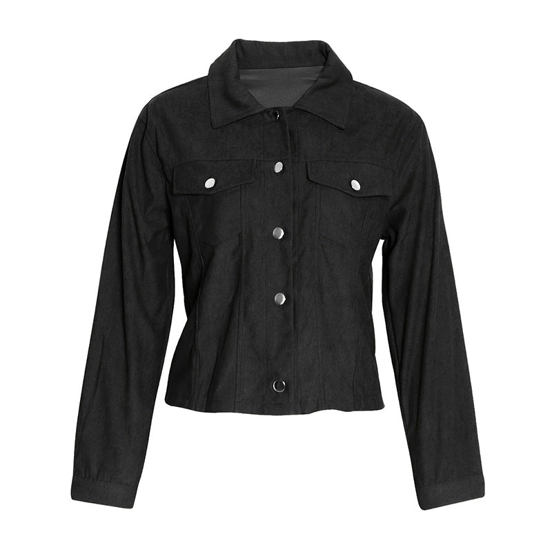 Veste boutonné avec poches manches longues en velours côtelé