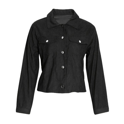 Veste boutonné avec poches manches longues en velours côtelé - Chic&Shines
