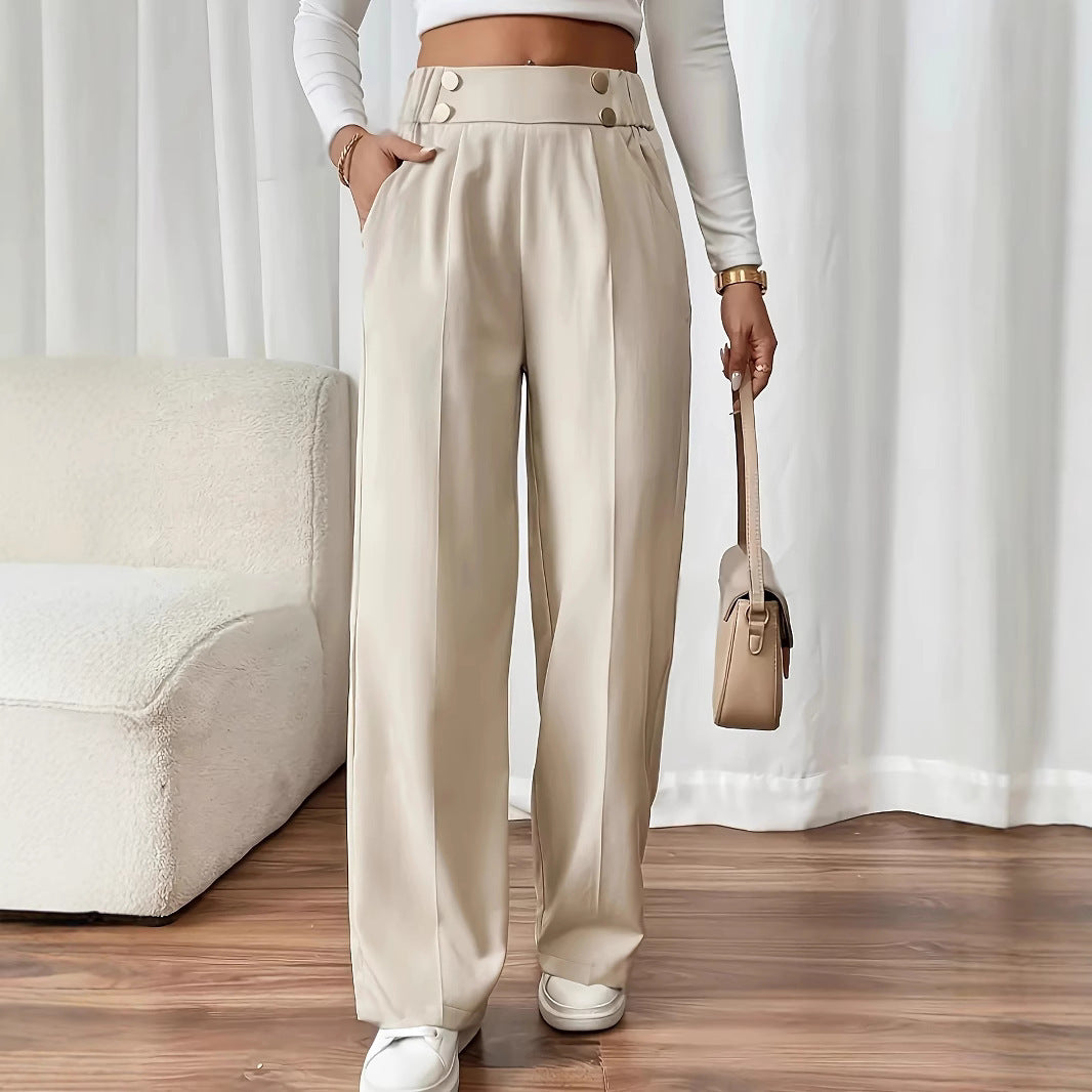 Pantalon décontracté drapé taille haute