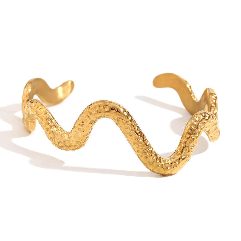 Bracelet acier inoxydable motif serpent ondulé