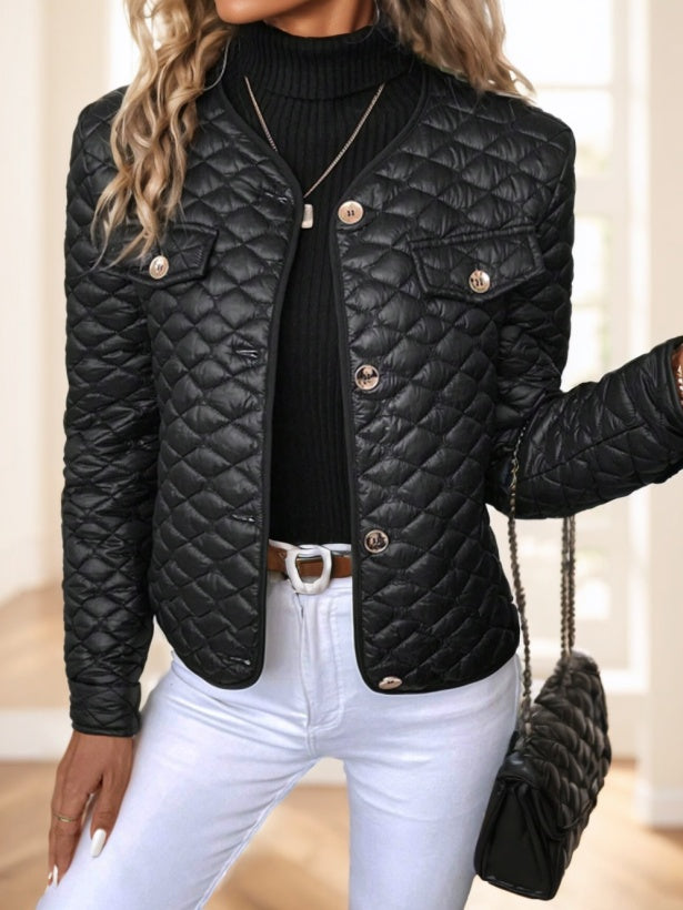 Manteau court manches longues matelassé en losanges