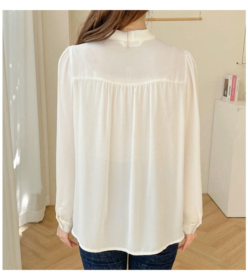 Chemise en mousseline manches longues et nœud
