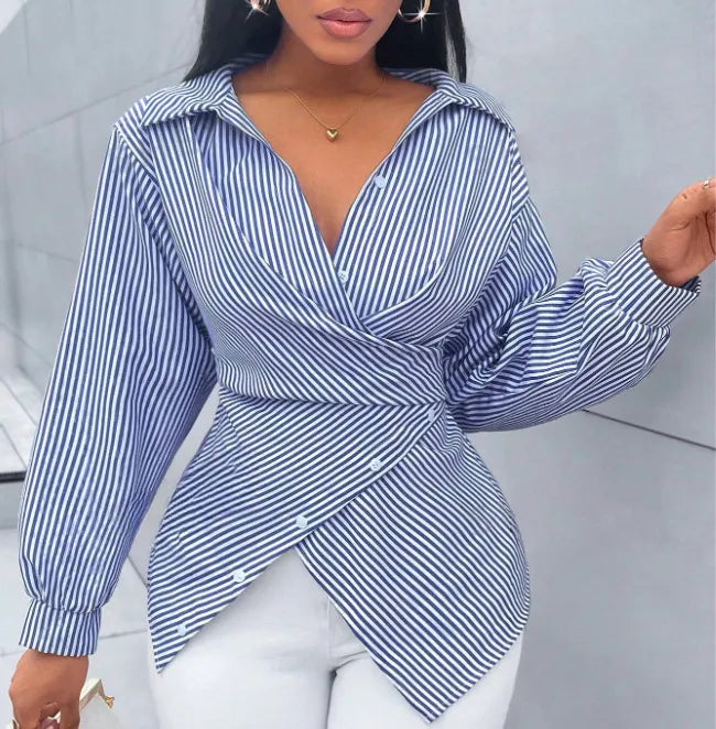 Chemisier à manches longues à rayures - Chic&Shines