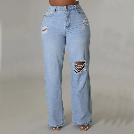 Jeans Coupes Droites Déchirés Amples - Chic&Shines