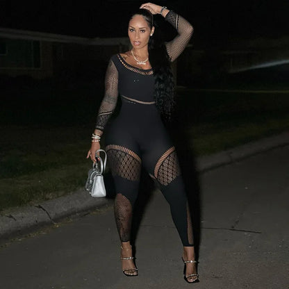 Combinaison Pantalon Manches Longues En Maille - Chic&Shines