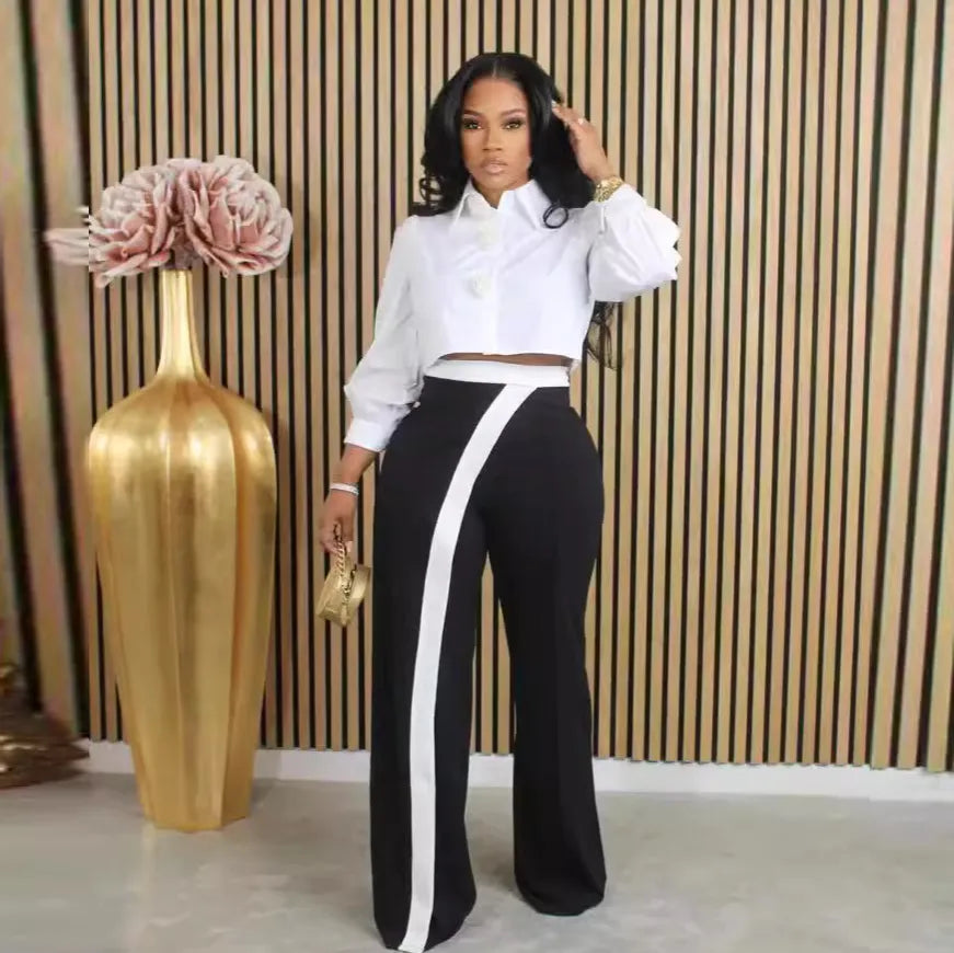 Pantalon coupe droite bas large - Chic&Shines