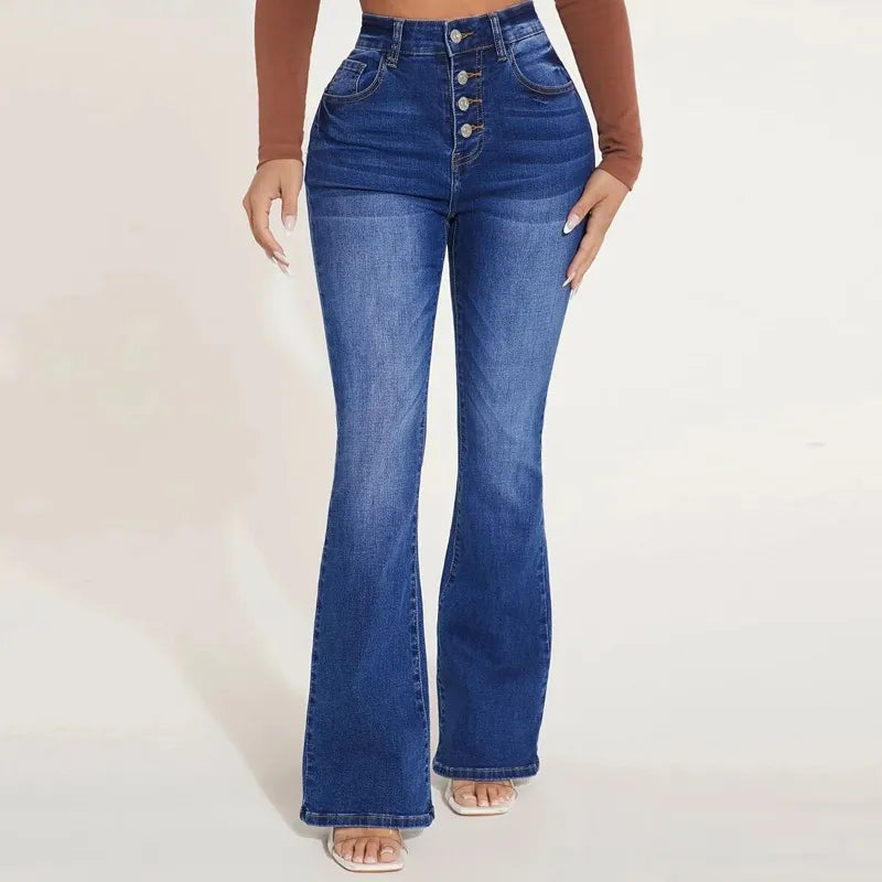 Jeans Extensibles Évasés Taille Haute - Chic&Shines