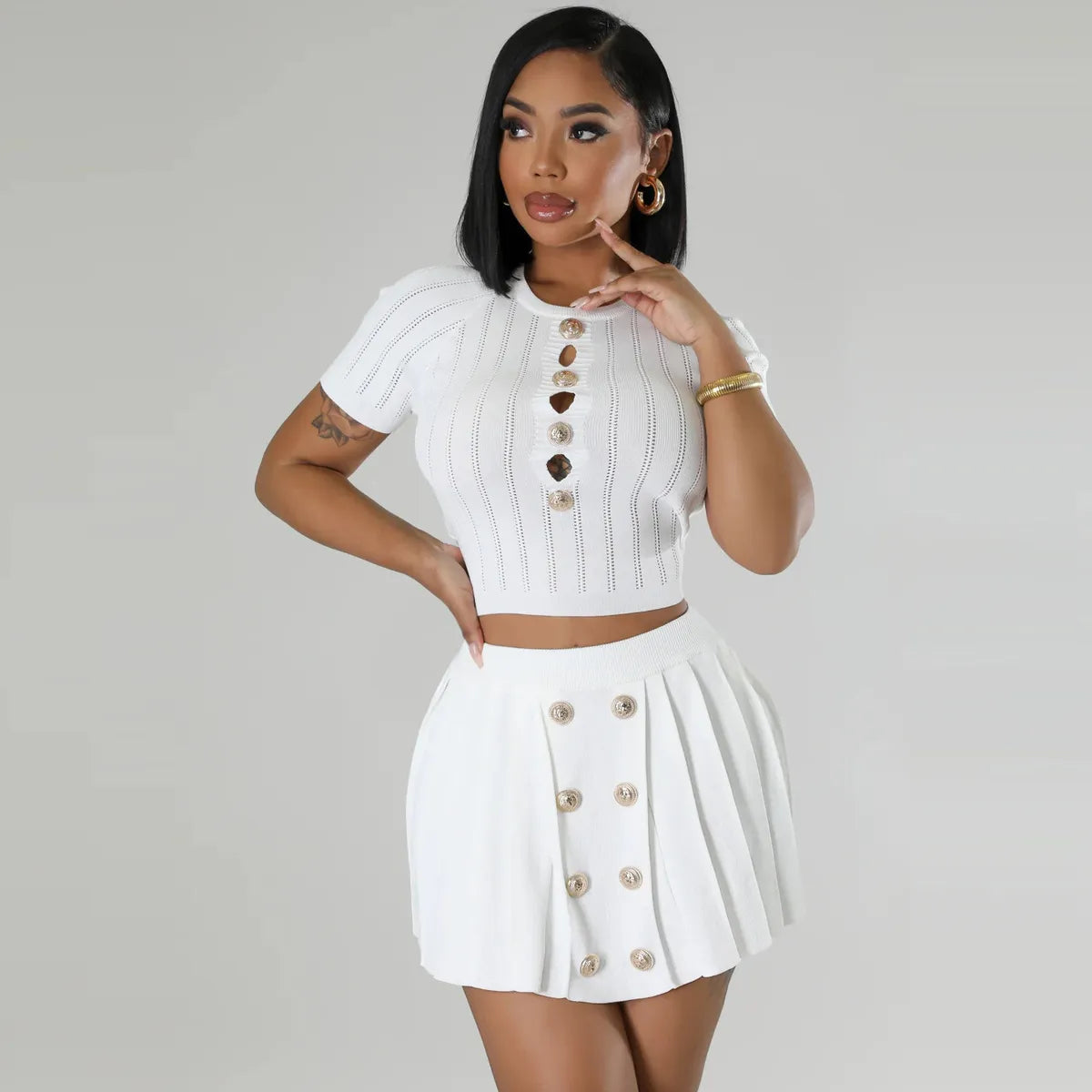 Ensemble haut court et jupe tricotée - Chic&Shines