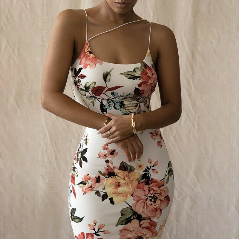 Robe Mi Longue Moulante Imprimé Floral