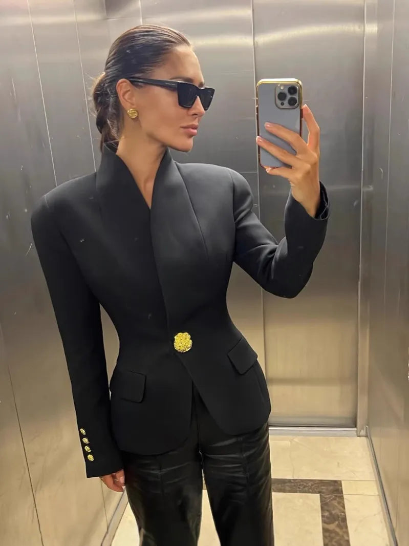 Blazer slim fit à boucle en métal - Chic&Shines