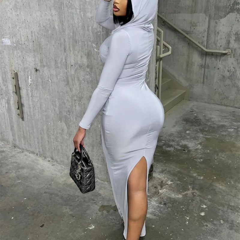 Robe Longue À Capuche À Manches Longues - Chic&Shines