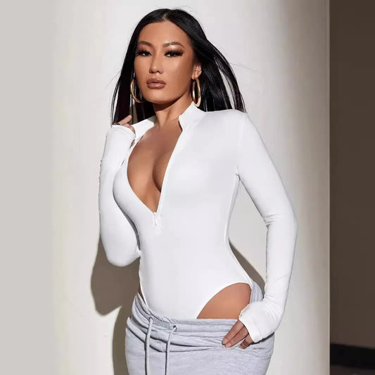 Body manches longues sans coutures fermeture éclair - Chic&Shines