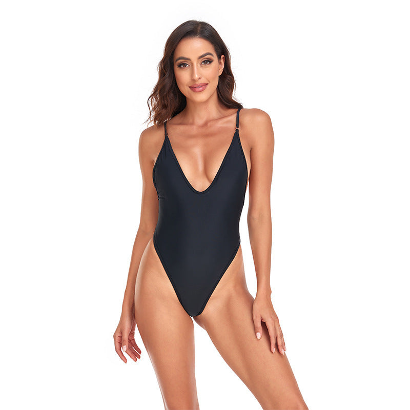 Maillot De Bain 1 Pièce col V bretelle Spaghetti