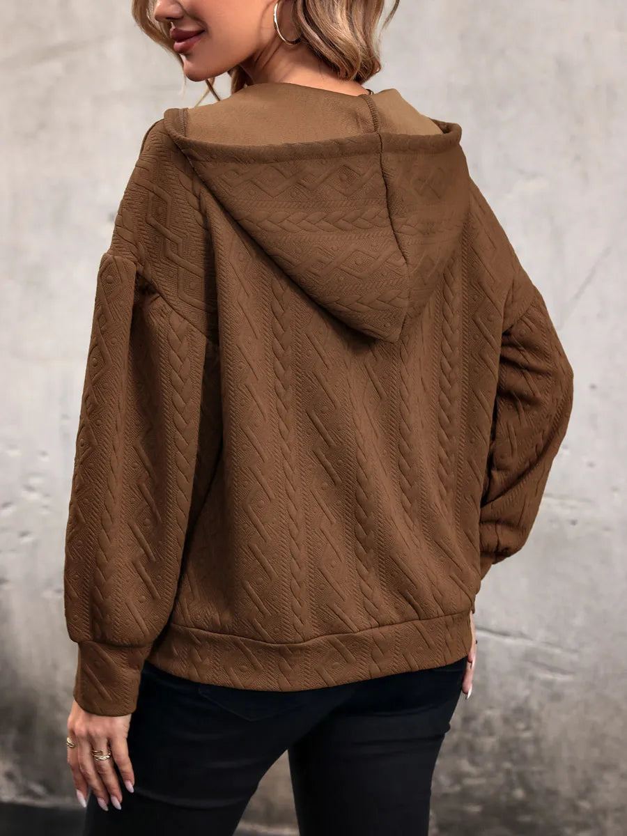 Sweat à capuche à manches longues et col en V - Chic&Shines