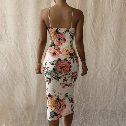 Robe Mi Longue Moulante Imprimé Floral - Chic&Shines