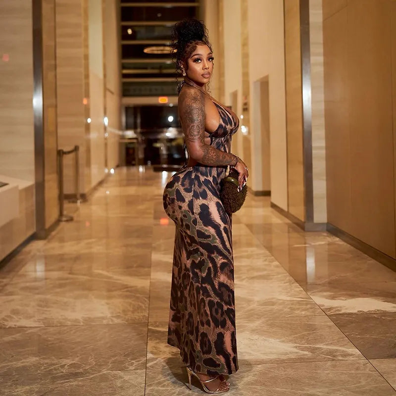 Robe longue dos nu à lacets col licou - Chic&Shines