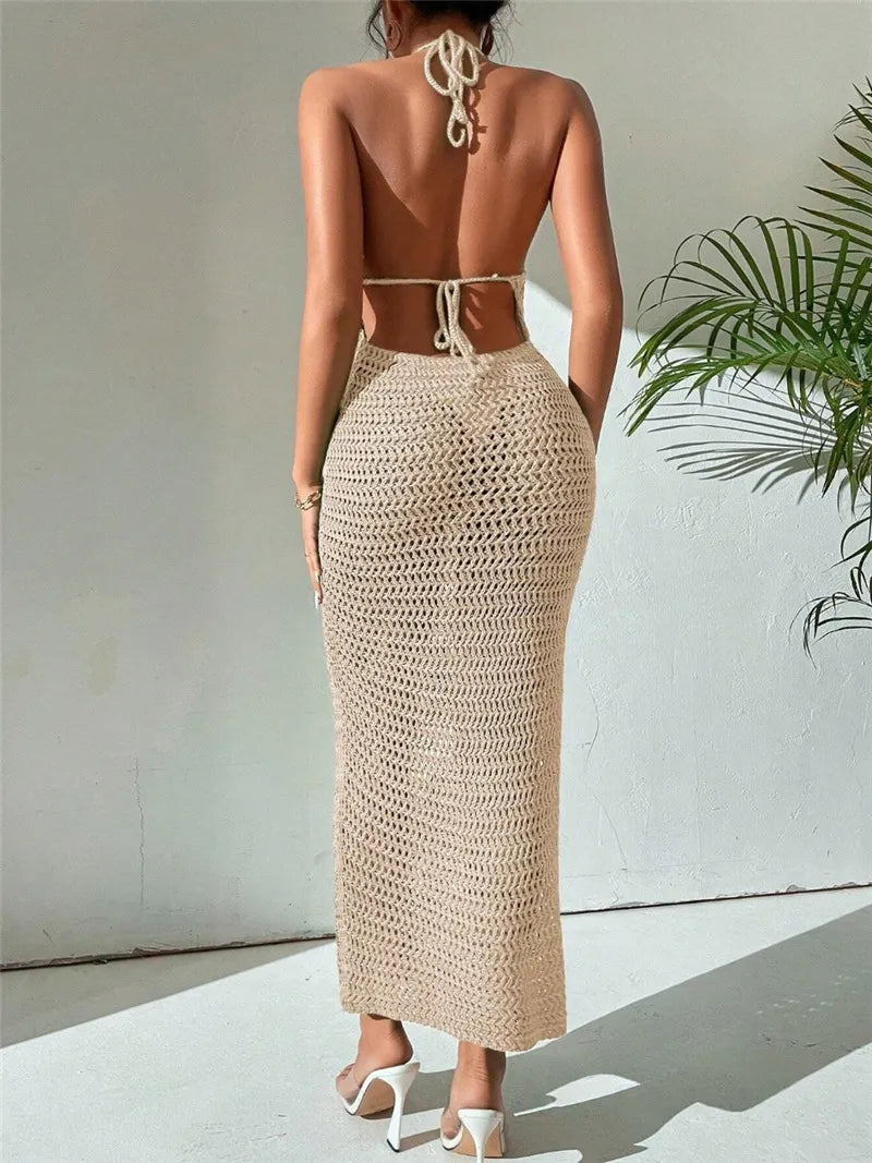 Vestido de punto con espalda descubierta y hueco
