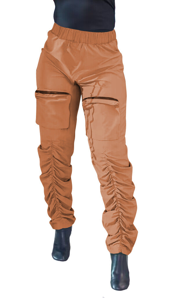 Pantalon poches stéréo bas plissée