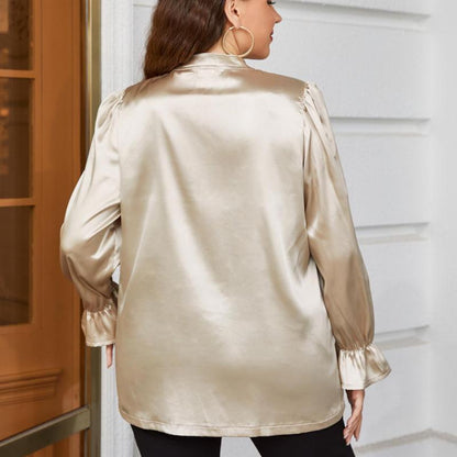 Chemise col rond À Manches Longues En Satin - Chic&Shines