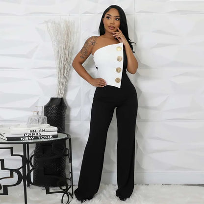 Combinaison pantalon slim fit sans manches à boucle - Chic&Shines