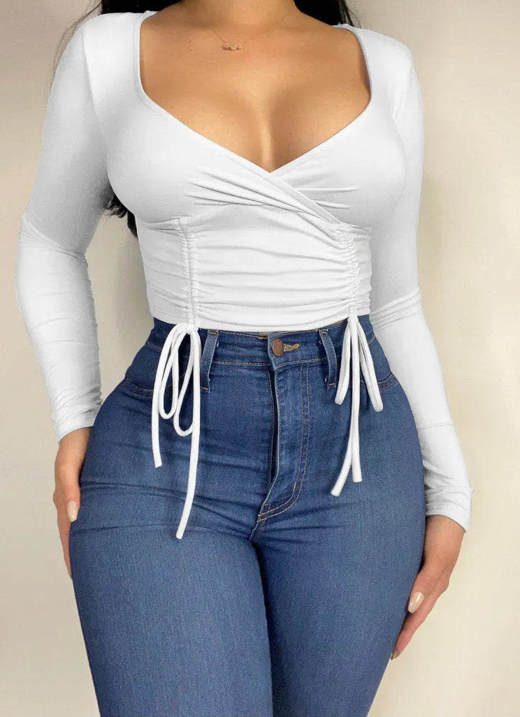 Haut Court À Manches Longues Décolleté - Chic&Shines