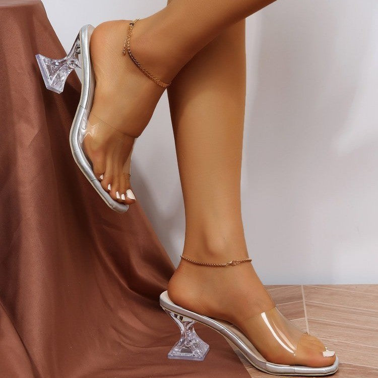 Sandale à talons en cristal