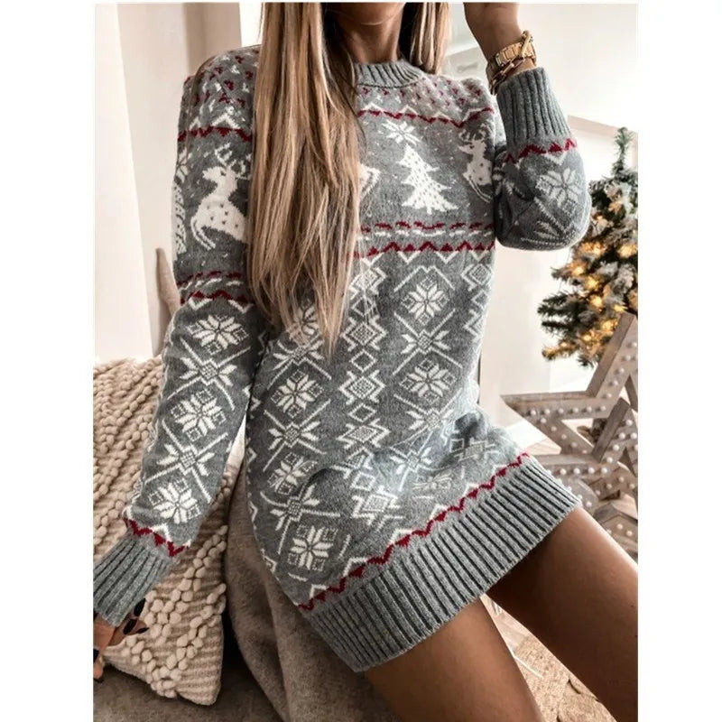 Robe Courte Tricotée À Manches Longues En Jacquard - Chic&Shines