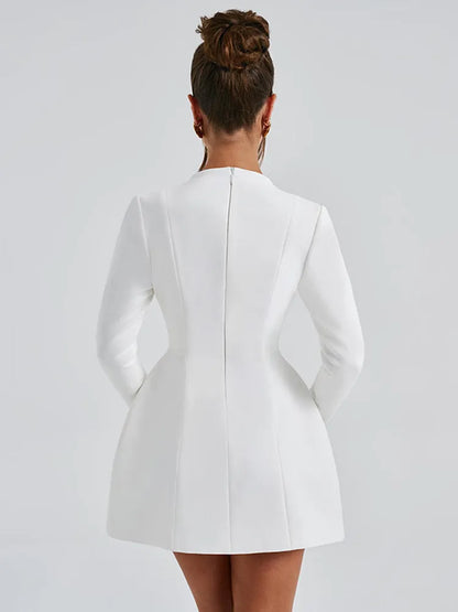 Robe courte col en V à manches longues - Chic&Shines
