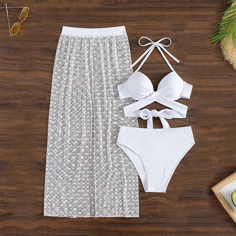 Maillot de bain bikini trois pièces col licou sexy - Chic&Shines