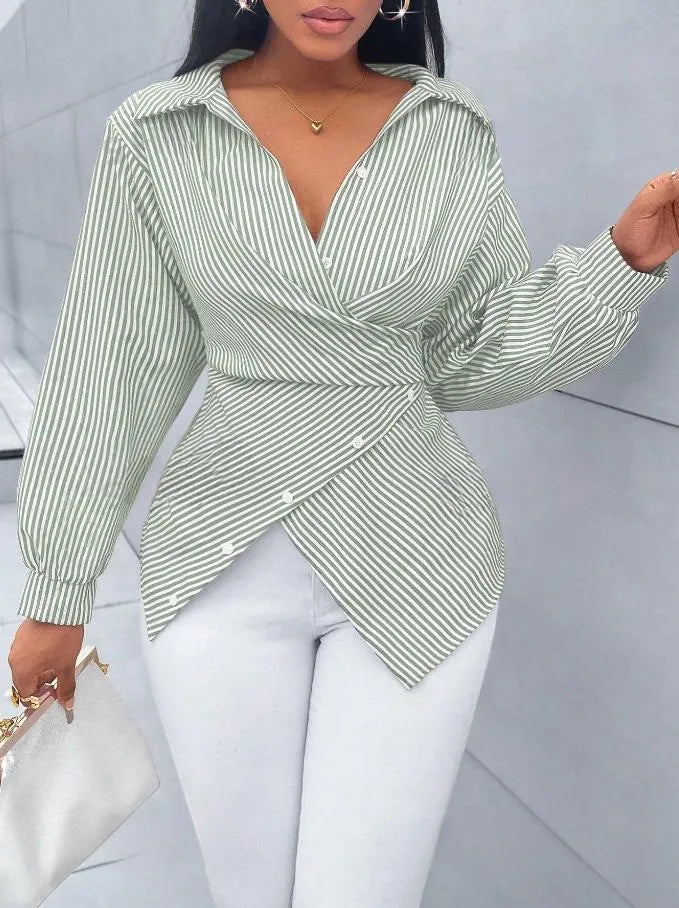 Chemisier à manches longues à rayures - Chic&Shines