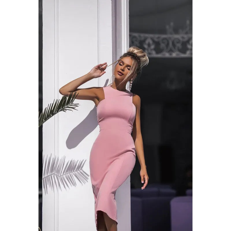 Sleeveless midi bodycon dress