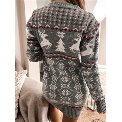 Robe Courte Tricotée À Manches Longues En Jacquard - Chic&Shines