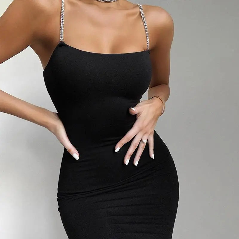 Sexy Rhinestone Strappy Bodycon Dress