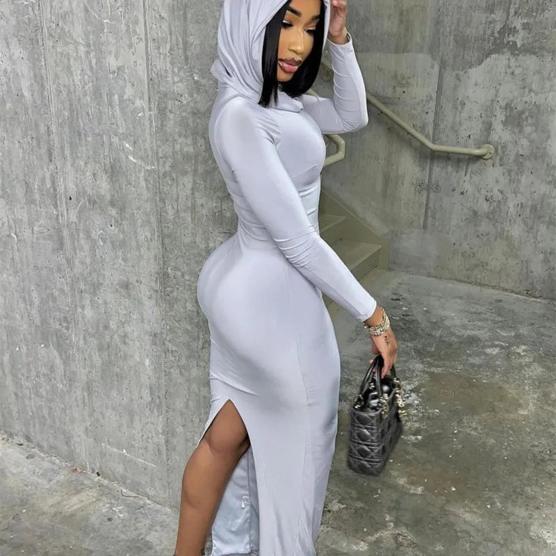 Robe Longue À Capuche À Manches Longues - Chic&Shines