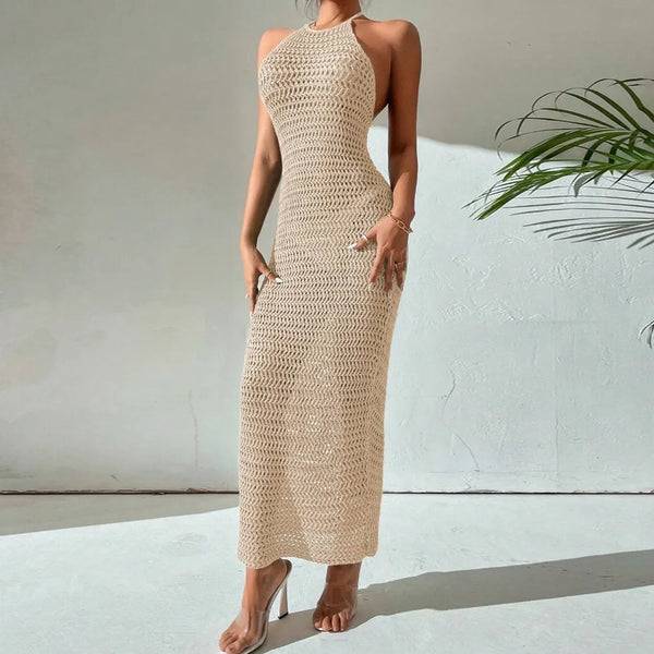 Vestido de punto con espalda descubierta y hueco
