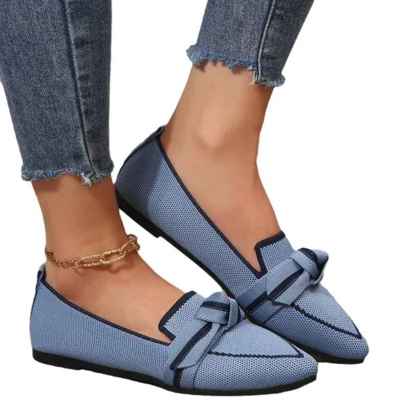 Mocassins plats à bout pointu respirants tissés - Chic&Shines